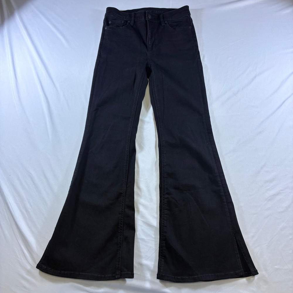 American Eagle Next Level Stretch High Rise Flare Jeans Black Size 2 Short